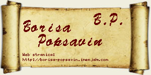 Boriša Popsavin vizit kartica
